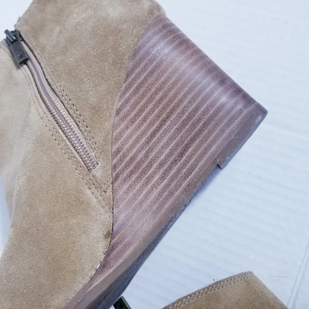 LUCKY BRAND TANISH BROWN WEDGED ANKLE ZIPPER BOOTS SIZE 10